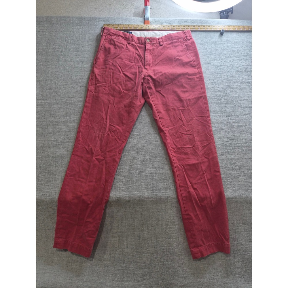 Polo Ralph Lauren Chino Pants Mens 34/34 Faded Red Cotton Flat Front Slim Fit